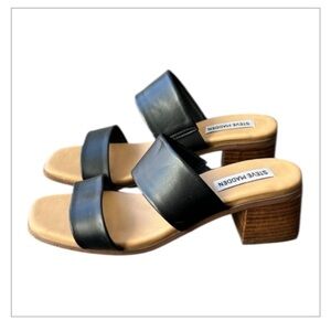 Steve Madden Women’s Black Strappy Sandals Block Heel EU Size 38